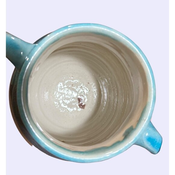 Vintage Pisgah Forest 2 handled Vase turquoise and maroon - Picture 5 of 12